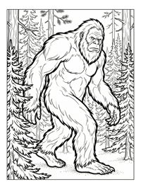 Giant Yeti Wandering Pine Forest