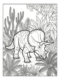 Triceratops Grazing In Prehistoric Jungle