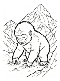 Baby Yeti Foraging By Mountain Peak