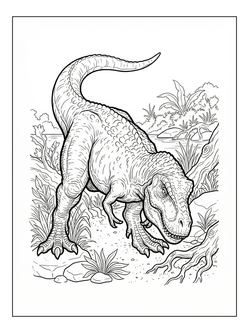 Tyrannosaurus Rex Exploring Riverbank