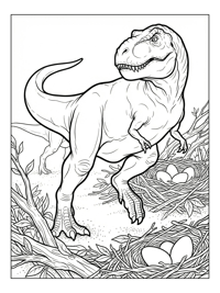T-Rex With Nests In Jungle