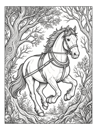 Clydesdale Horse Galloping Through Woods