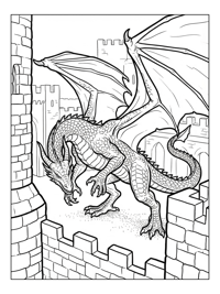 Western Dragon Perched On Castle Wall
