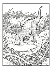Baby T Rex Drinking In Nest