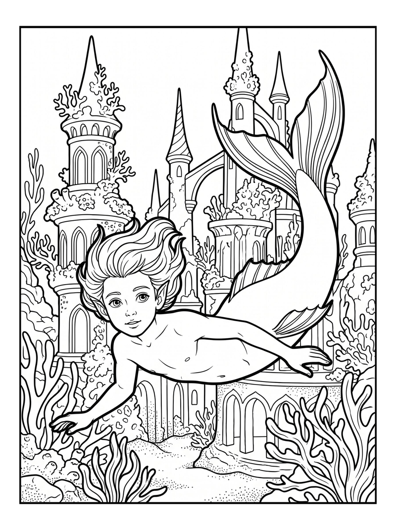Merboy Swimming Underwater Palace