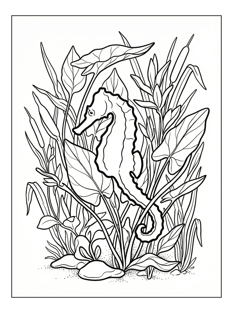 Seahorse Hiding In Freshwater Plants