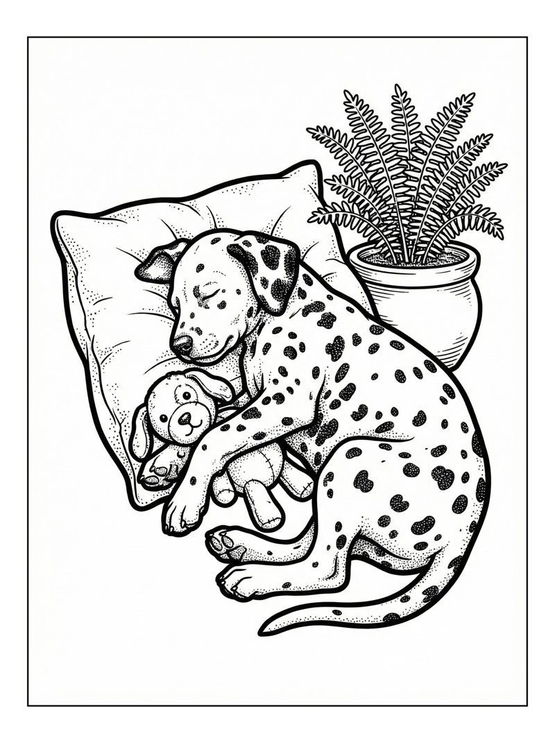 Dalmatian Puppy Sleeping On A Pillow