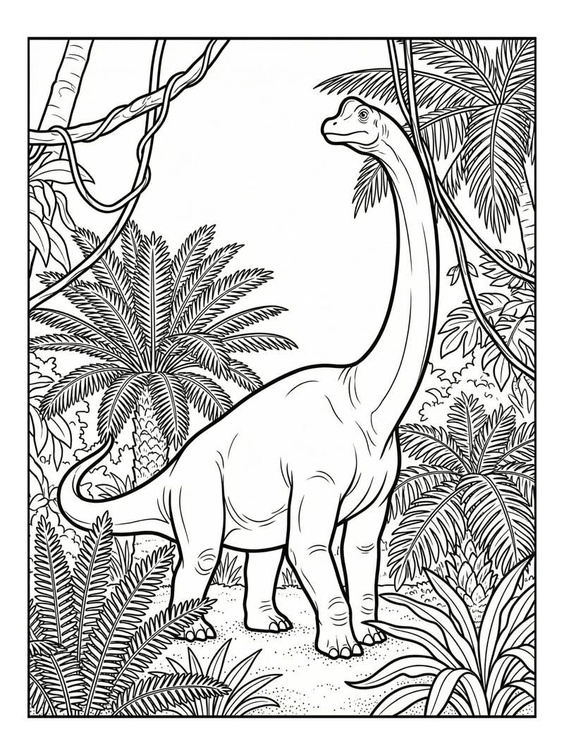Brachiosaurus Stretching Tropical Jungle
