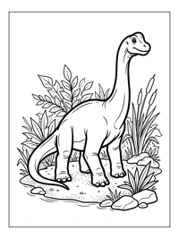 Baby Brachiosaurus Grazing River Bank