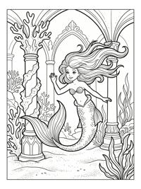 Little Mermaid Waving In Underwater Palace