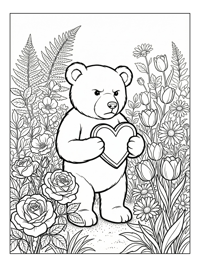 Teddy Bear Holding Heart In Garden