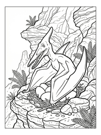 Pterodactyl Nesting On Rocky Cliff