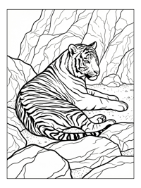 Tiger Resting Among Rocky Outcrop
