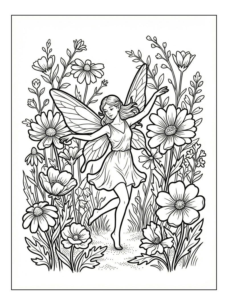 Woodland Fairy Dancing Giant Flower Garden