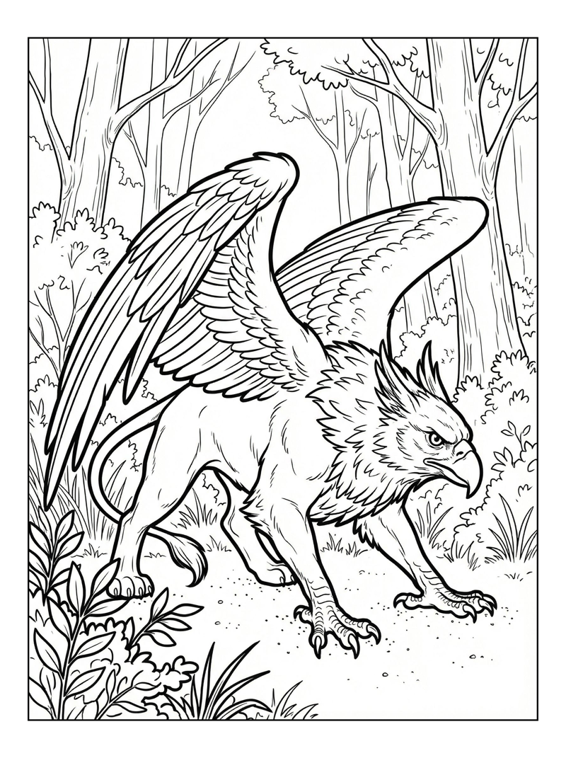 King Griffin Hunting In Forest