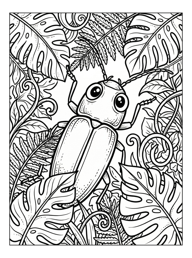 Click Beetle Exploring Tropical Foliage