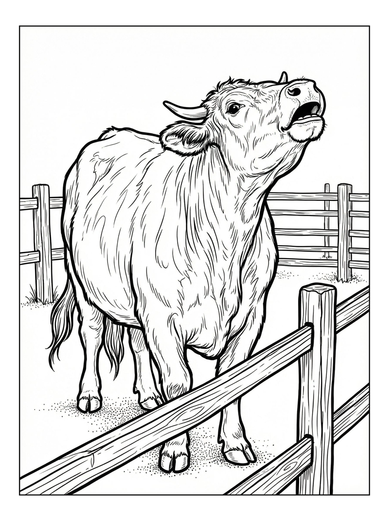 Dexter Cow Mooing In Fenced Paddock