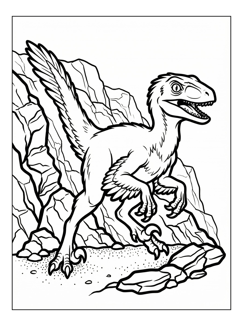 Dinosaur Hatchling Running Rocky Outcrop