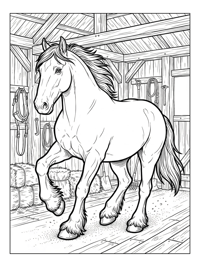 Clydesdale Prancing In Rustic Stable