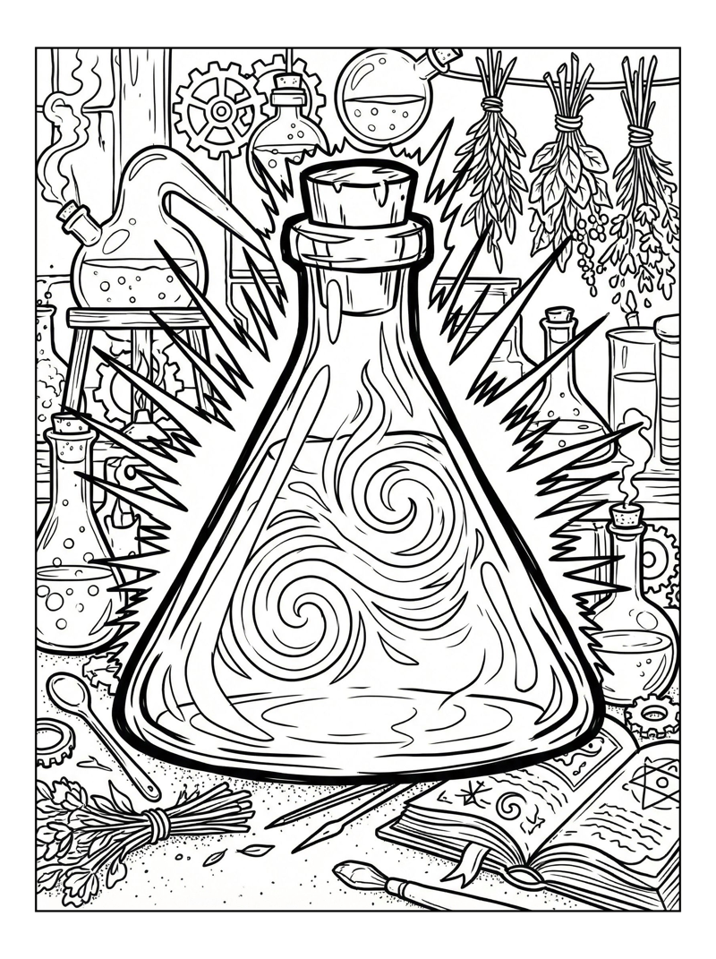 Energetic Potion Radiating In Wizard Laboratory