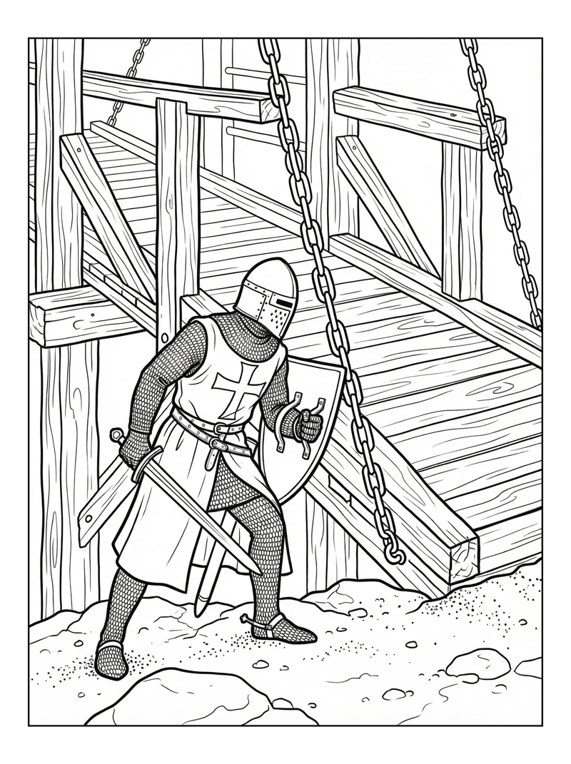 Knight Templar Scouting At Drawbridge