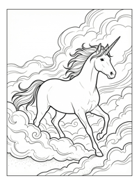 Regal Unicorn Trotting In Clouds