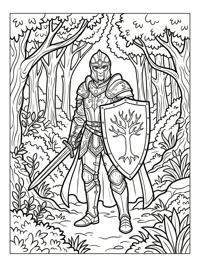Noble Knight Standing In Forest Path