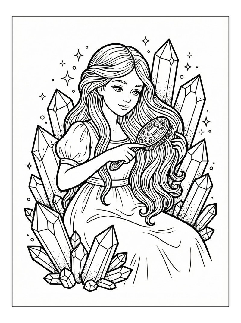 Woodland Princess Brushing Hair With Crystals