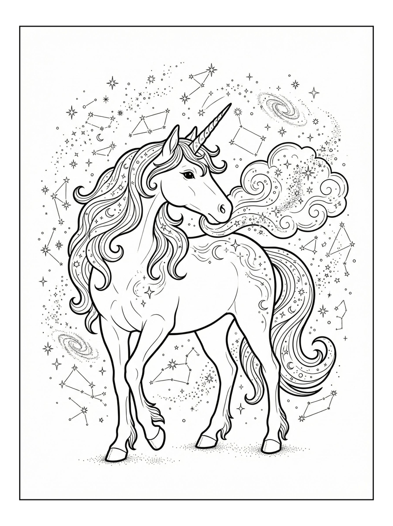 Celestial Unicorn Starry Night Sky