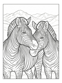 Zebras Nuzzling By Mountains