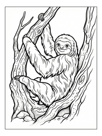 Pale-throated Sloth Climbing Tree