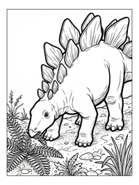 Baby Stegosaurus Grazing By River Bank