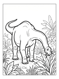 Baby Brachiosaurus Eating In Jungle Plain