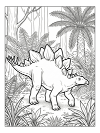 Hatchling Stegosaurus Walking Prehistoric Forest