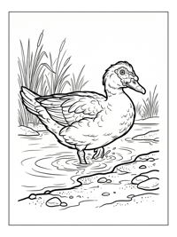Muscovy Duck Wading River Bank