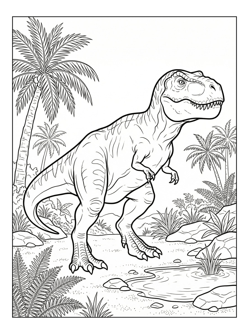 Tyrannosaurus Exploring Desert Oasis