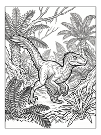 Feathered Velociraptor Prowling Jungle