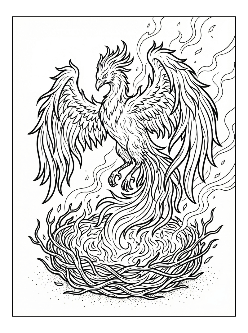 Phoenix Rising From Ember Nest