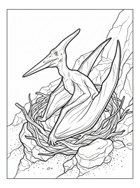Long-Beaked Pterodactyl Nesting Rocky Outcrop