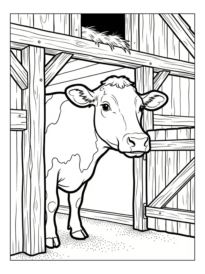 Dairy Cow Exploring Barn Entrance