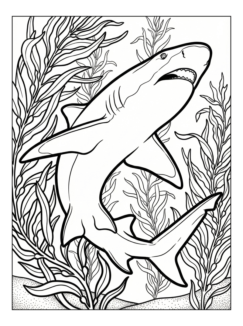 Lemon Shark Breaching In Kelp Forest