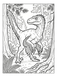 Velociraptor Hunting In Conifer Forest