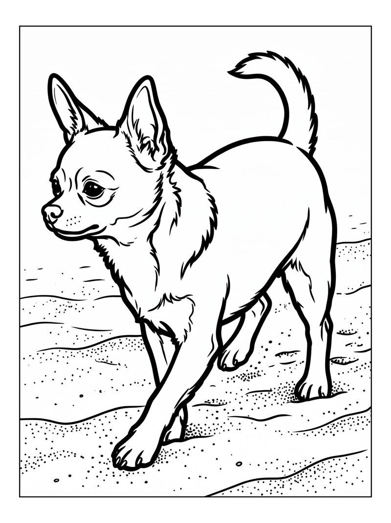 Chihuahua Walking On Sandy Beach