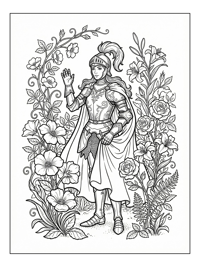 Knight Princess Waving In Flower Garden