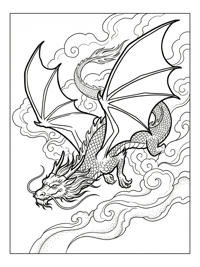 Golden Dragon Gliding In Clouds