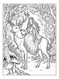 Princess Riding Stag Through Enchanted Forest