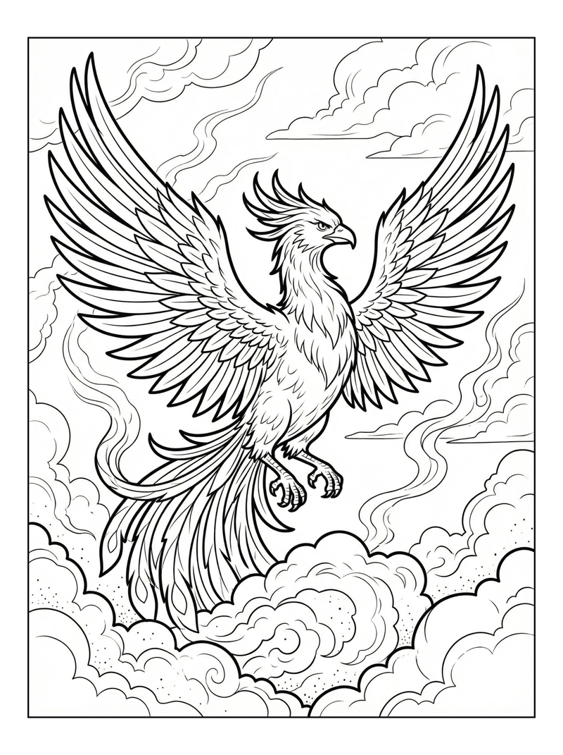 Phoenix Rising From Clouds