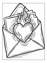 Flaming Heart Inside Envelope