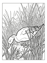 Northern Pintail Foraging In Reed Bed