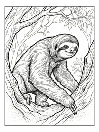 Brown-throated Sloth Climbing Tree Branch
